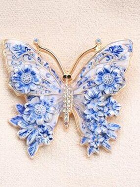 Colorful Butterfly Enamel Brooch Lapel Pin Elegant Jewelry Rhinestones